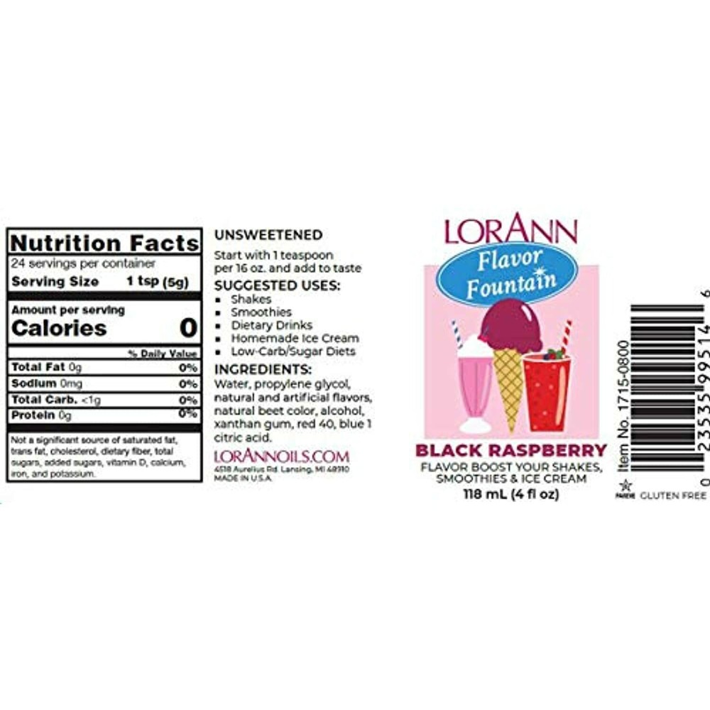 LorAnn Black Raspberry Flavor Fountain, 4 oz Bottle