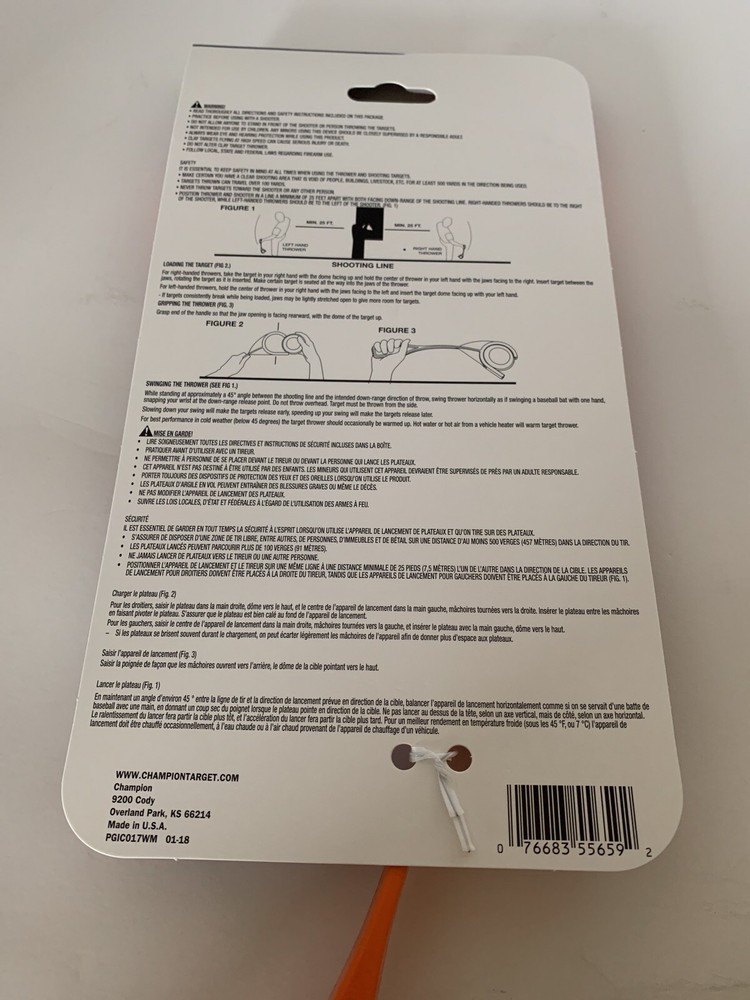 Target Hand Clay Thrower for Standard Size Clay Target
