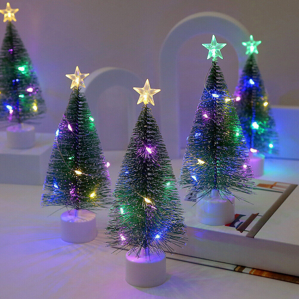 LED Christmas Tree Decorations Desktop Mini Light Decor Luminous DIY Ornaments