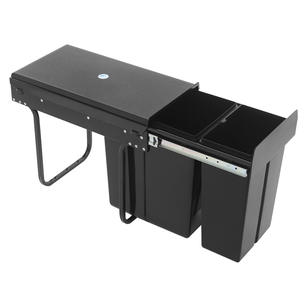 Kitchen Pull Out Under Cabinet Trash Can Garbage Can with Two Buckets(10L + 20L)