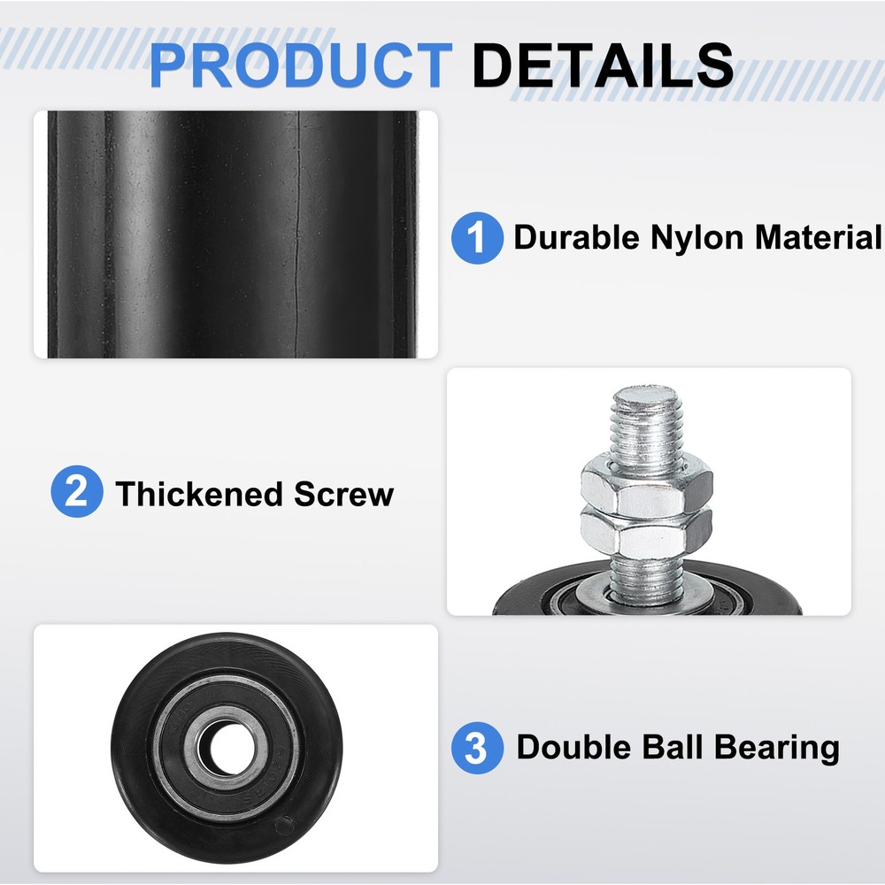 4Pcs Slide Gate Guide Roller, 4" Nylon Sliding Gate Support Assembly, Black