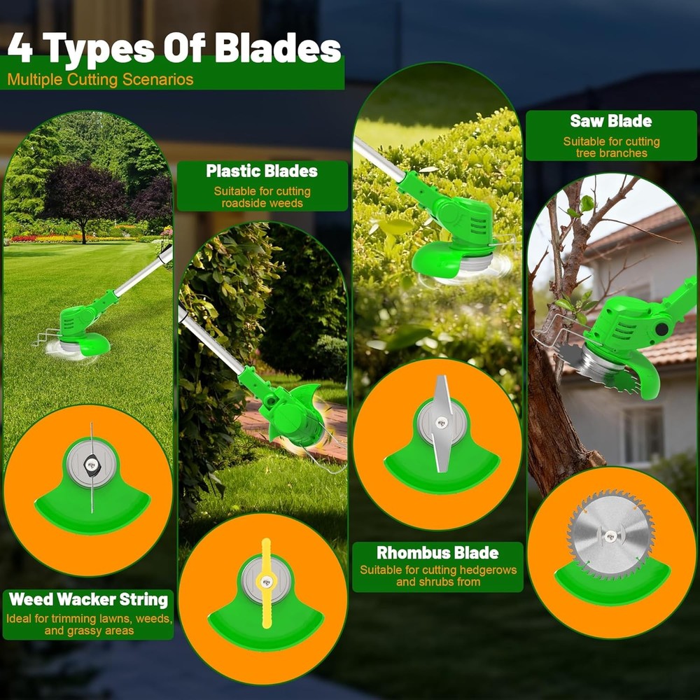 Cordless Weed Wacker Electric Stringless Eater 21V Battery Powered Lightweight P