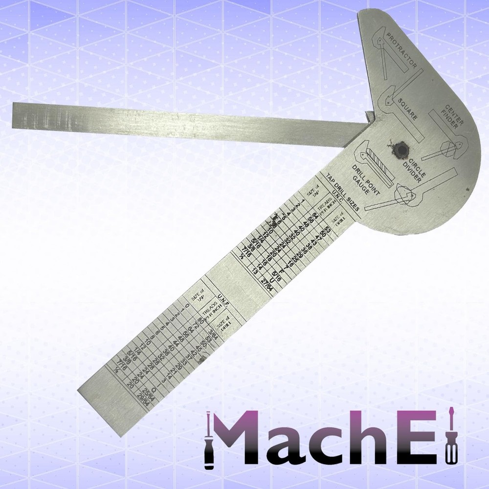 Multi-Purpose Protractor Square Rule Centre Finder Divider Drill Point Gauge ...