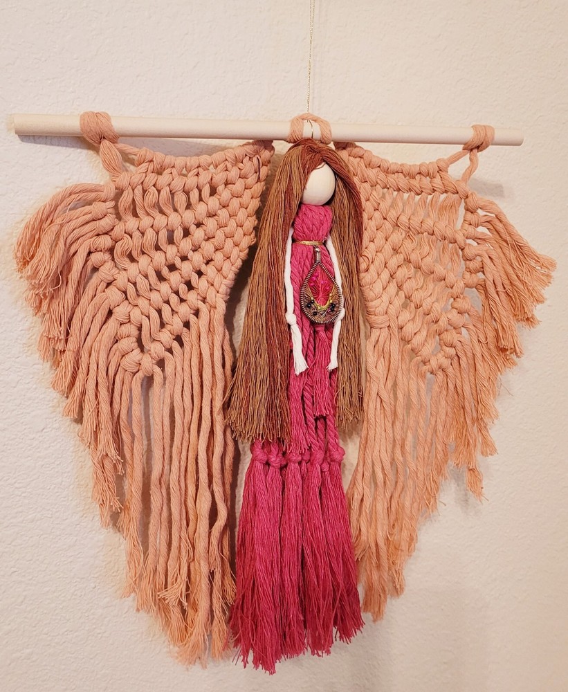 Macrame Handmade Wall Hanging Decor Crocheted Angel Doll Made From Cotton Thread