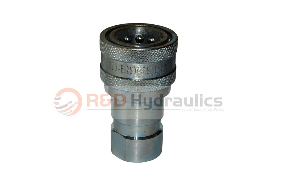 Hydraulic Quick Coupler | ISO 7241-1 B | 3/4" NPT | Complete Set W/ Cap & Plug