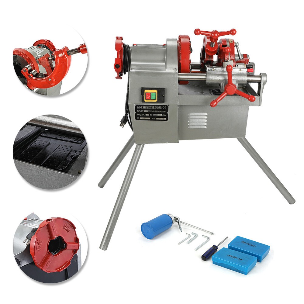 Electric Pipe Threader Pipe Threading Machine 110V 750W 1/2"-2" Threading Cutter