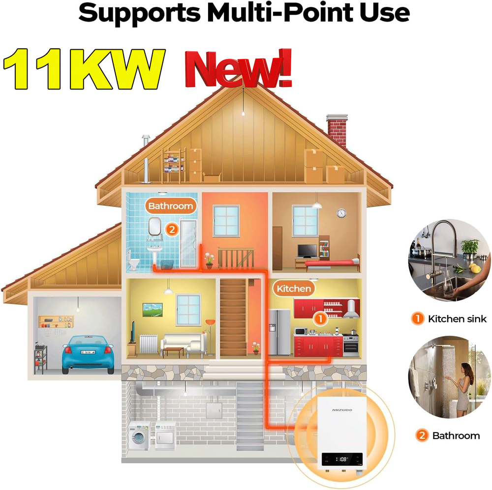 11KW 3.5KW Electric Tankless Water Heater Instant Hot Water Heater whole house