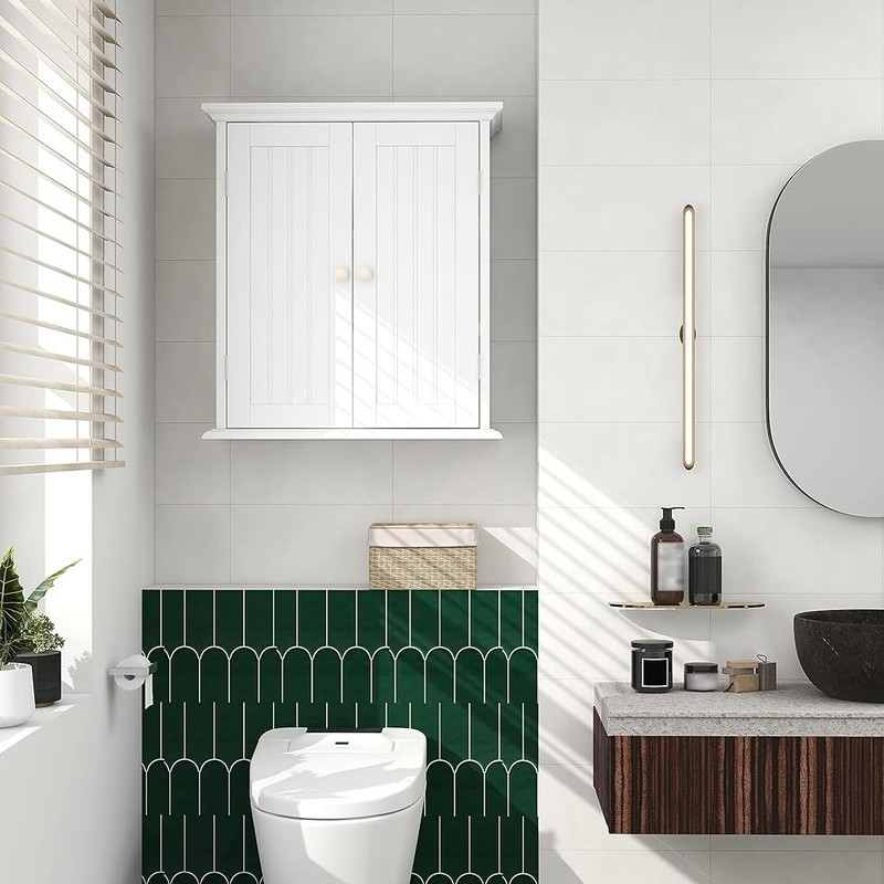 Wall Mounted Bathroom Cabinet Adjustable Shelves Elegant Storage Solution New