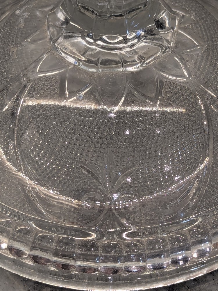 Antique EAPG Pressed Glass Candlestick – Heavy 3-Part Mold, Deep Floral Pattern