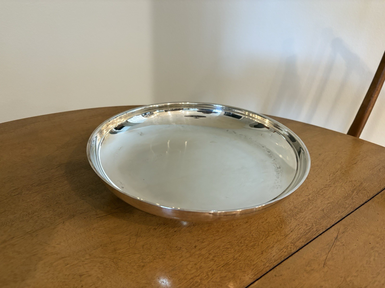 MCM Modernist Silver-plated Shallow Footed Serving Bowl Dish Large 12.5" Oneida