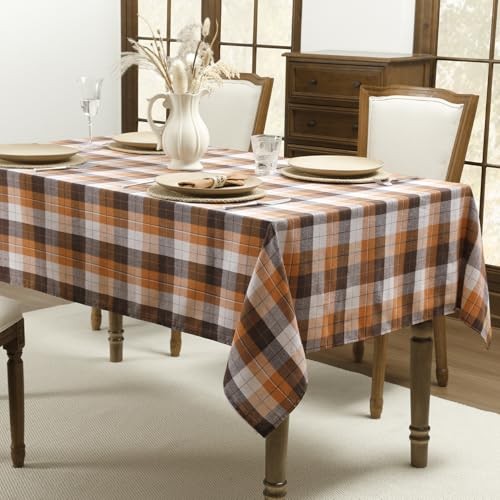 Romanstile Fall Checkered Tablecloth 54" x 80" (Rectangular) Brownplaid