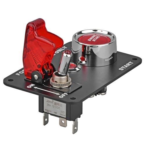 Racing Car Ignition Switch Panel, 12V Switch Panel 2 in 1 with Car Engine red