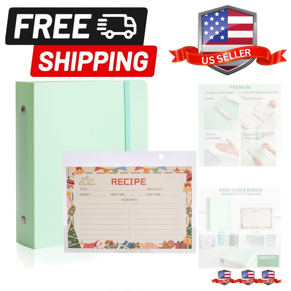 Binder organizer with Plastic pocket Sleeves, small organized folder for reci...