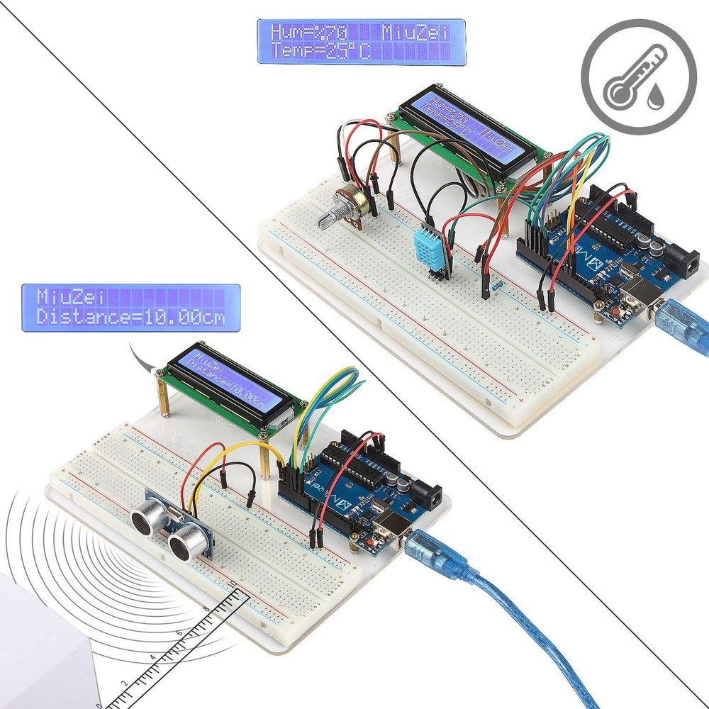 Starter Kit with Arduino Projects, Circuit BreadBorad, LCD1602 Module, Breadb...