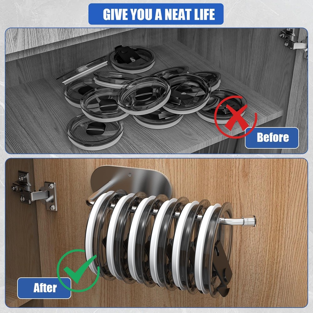 Tumbler Lid Organizer 2 Pack,Space Saving Cup Lid Hook for Simple Modern Cup ...