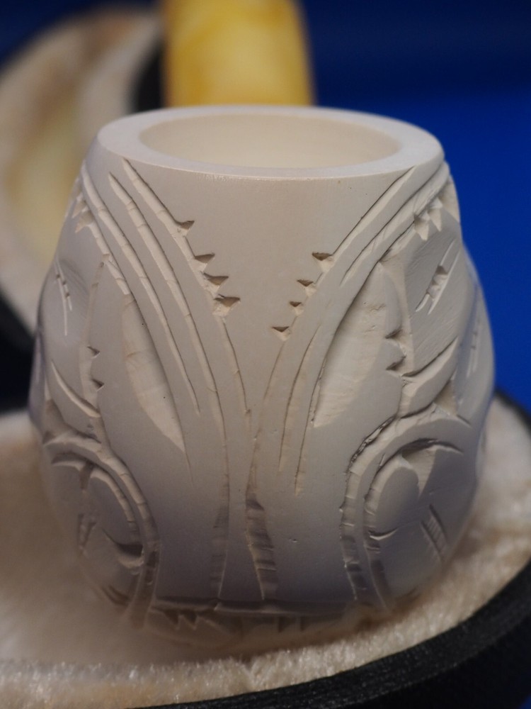 Fancy Apple Pipe new-block Meerschaum Grape Pattern Handmade W Case