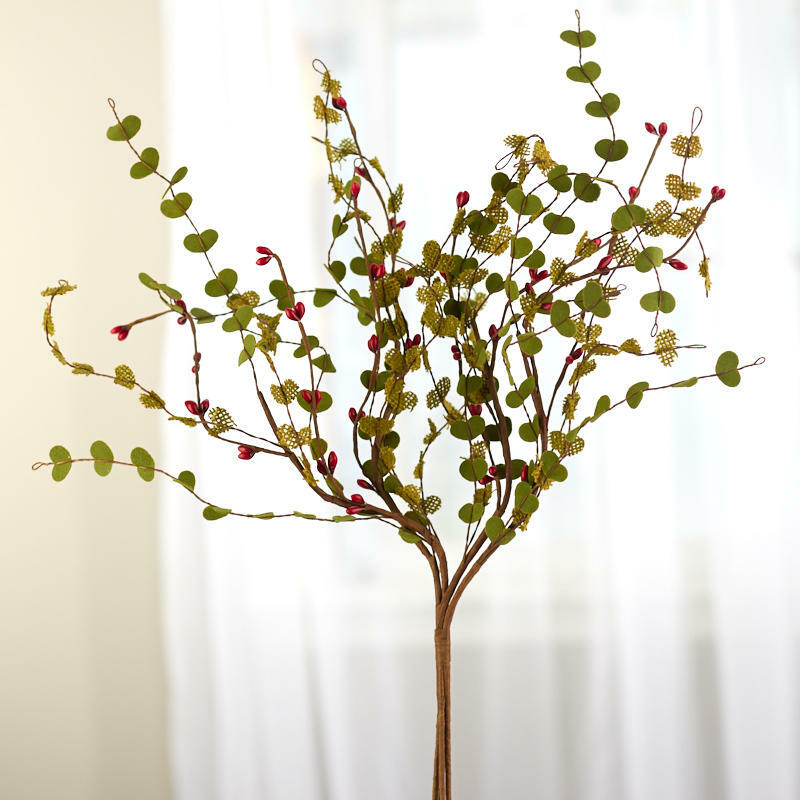 Mini Leaves, Red Berry and Twig Spray