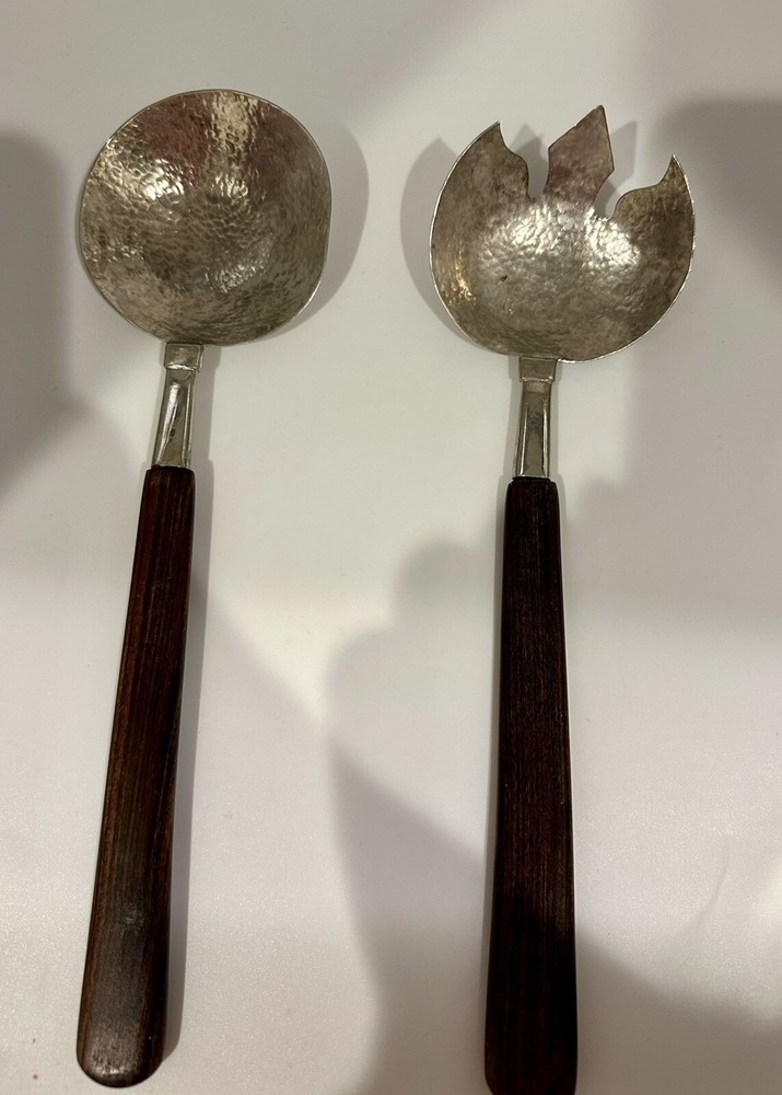 Sterling Silver 950 Salad Serving Spoons from Peru