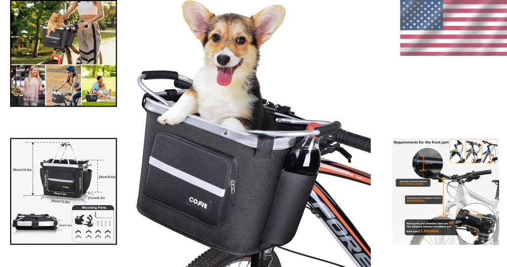 Multi-Purpose Bike Basket with Pouches