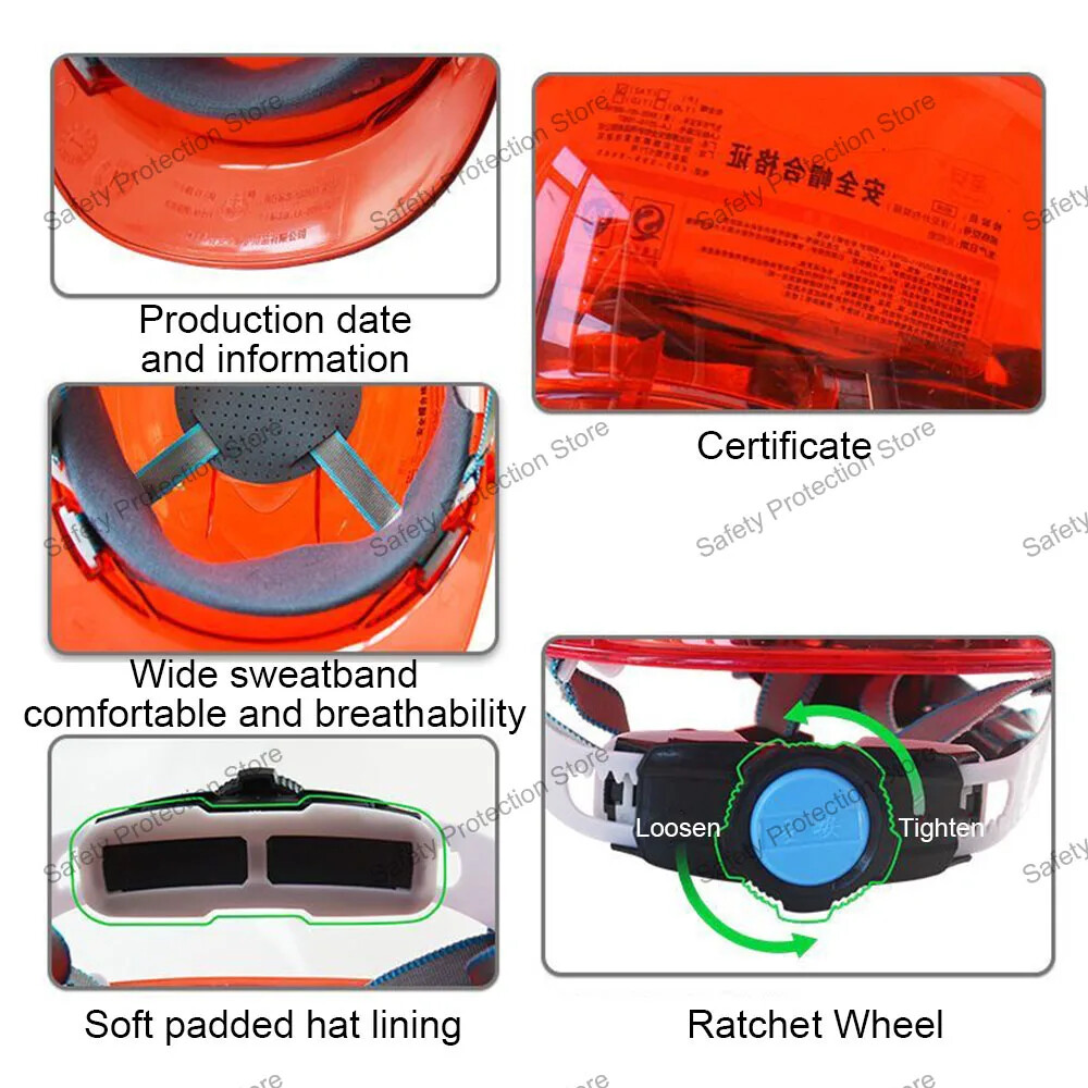 Transparent Work Construction Safety Helmet Workplace Protective Vented Hard Hat