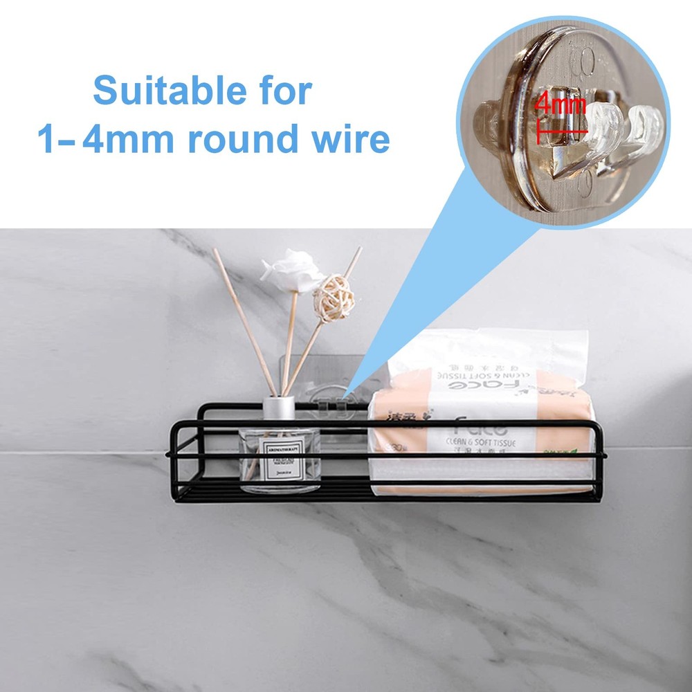 Qiic 4PCS Shower Caddy Adhesive Sticker Replacement Hook for 2 hook, 2 hooks