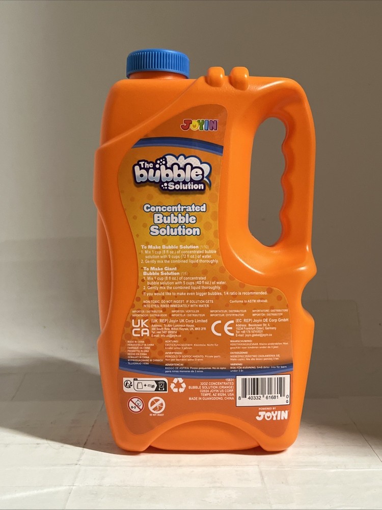 2x JOYIN BUBBLE SOLUTION 32oz Concentrate (ORANGE) Refill Makes 2.5gal