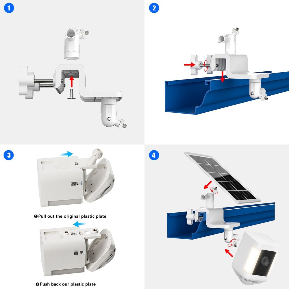 6W Solar Panel with Gutter Mount compatible with Ring Spotlight Cam White