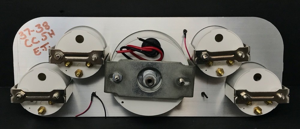 1937 1938 Chevy Car 5 Gauge Dash Panel Set Engine Turned Black