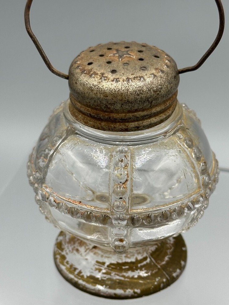 1910s Beaded LANTERN Glass CANDY CONTAINER Shaker E&A 405