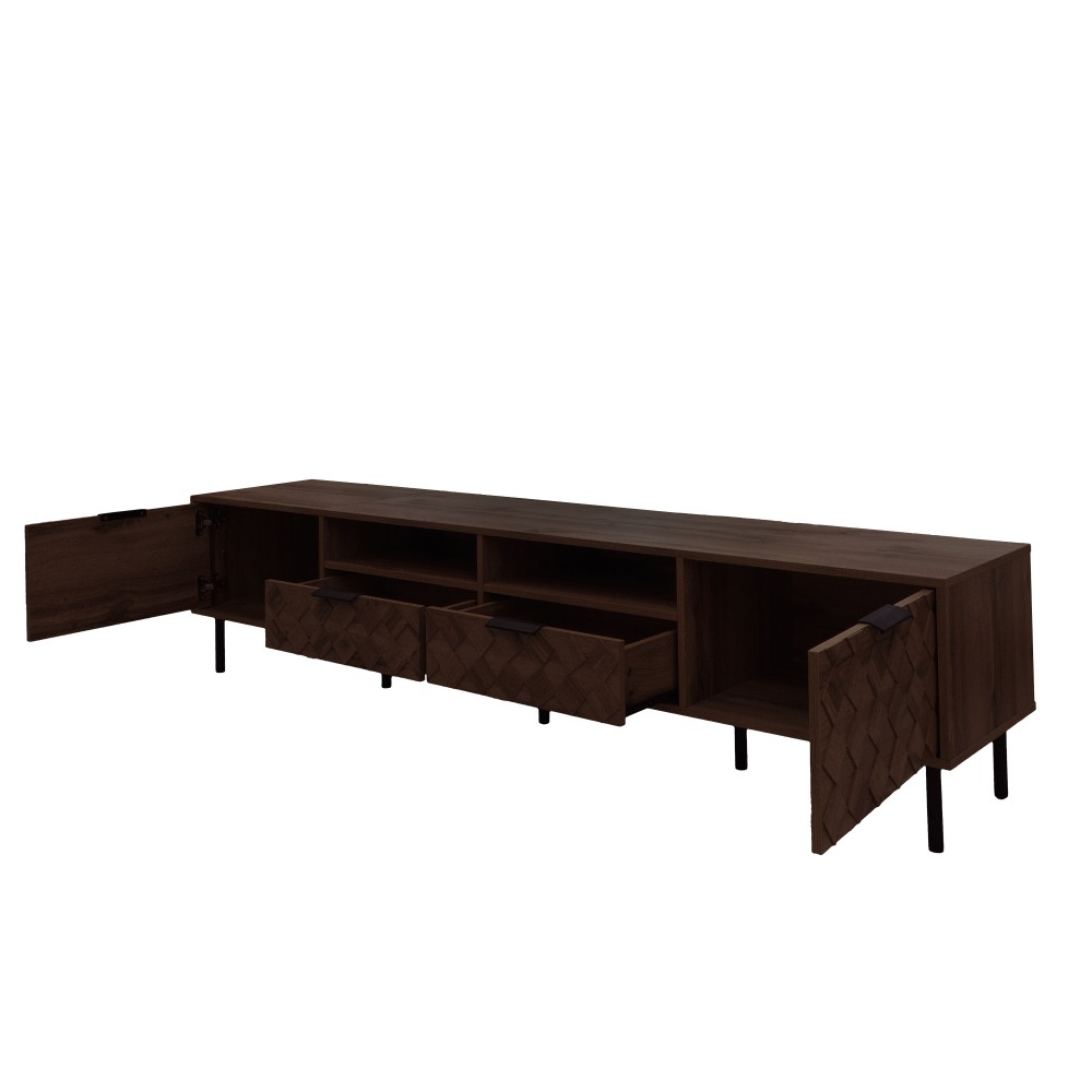 TV Stand with Storage Space Features Soft-Close Hinges Includes Table Legs