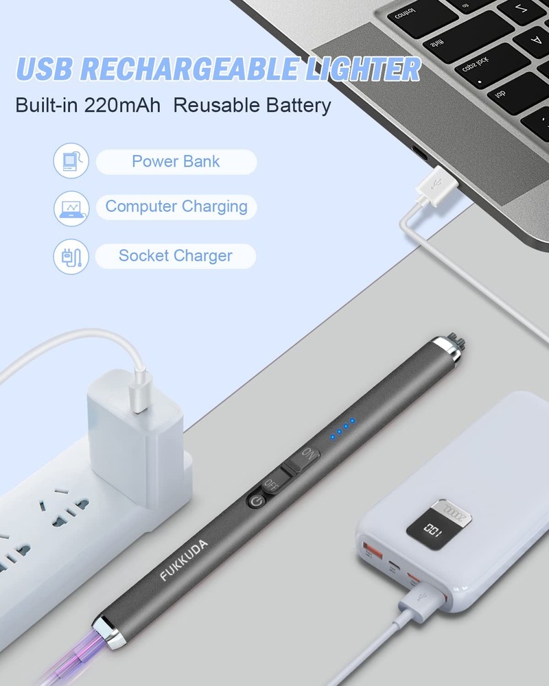【Upgraded】 Dual Arc Electric Candle Lighter General Packaging, Gray