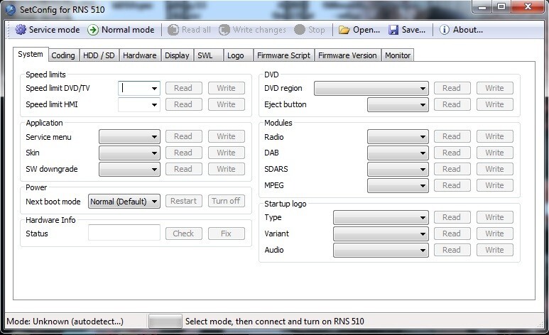 SetConfig 2.4.0 for RNS Radio Identify Supports RNS510 RNS810 RNS850 Pin code