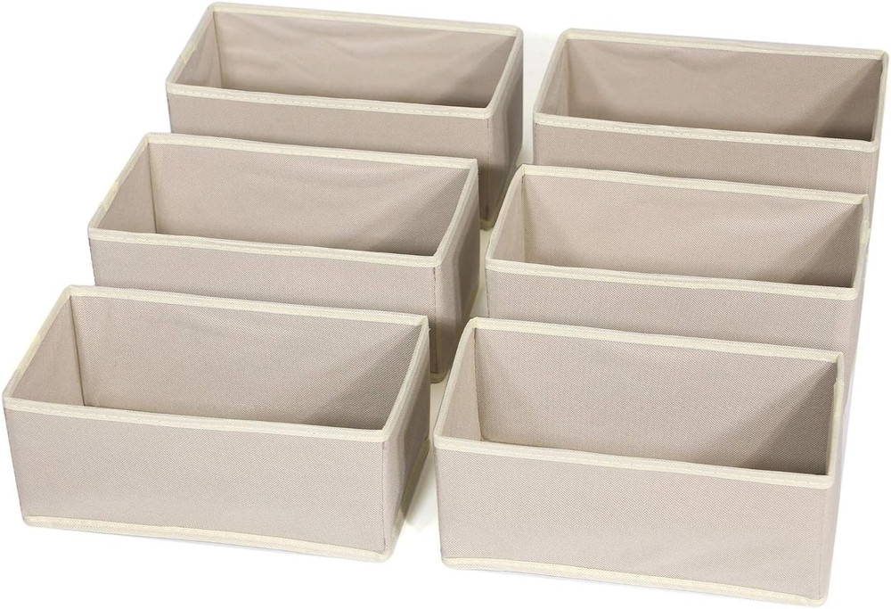 6 Pack Foldable Cloth Storage Box Closet Dresser Drawer Organizer Fabric Baskets