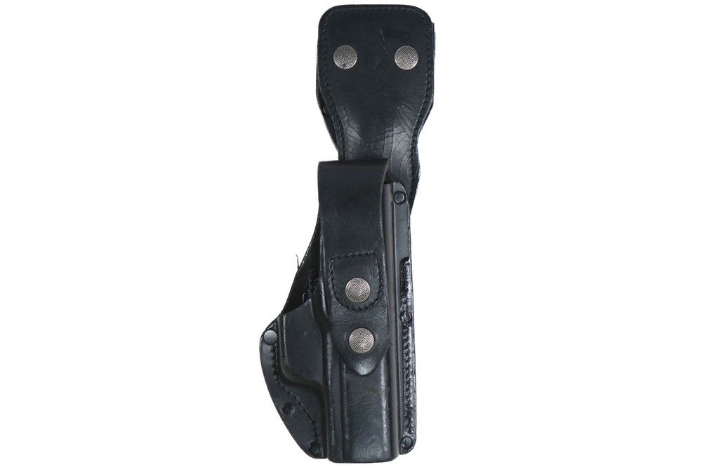 German Police Black H&K P7 Dropdown Leather Holster with Mag Pouch Bundeswehr