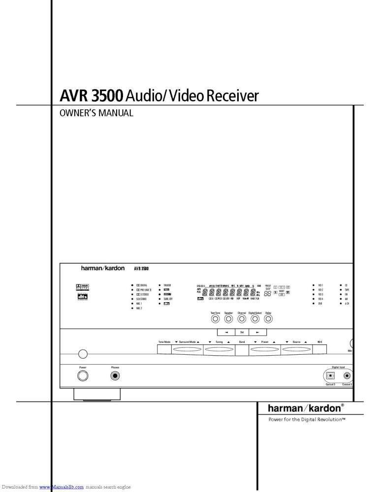 Harman Kardon AVR3500 Receiver Owners Manual
