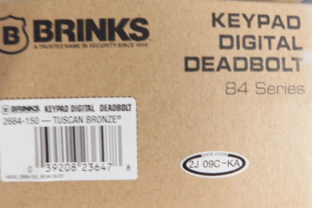 BRINKS DIGITAL DEADBOLT, TUSCAN BRONZE-84 SERIES