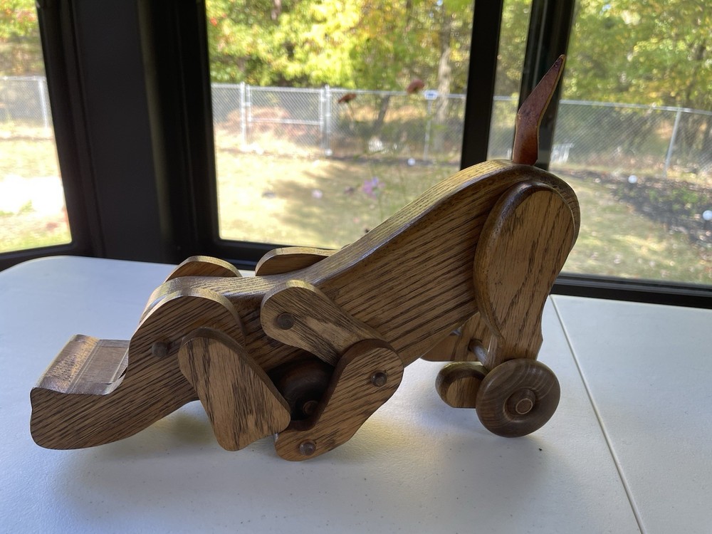 handcrafted wooden dachshund pull toy