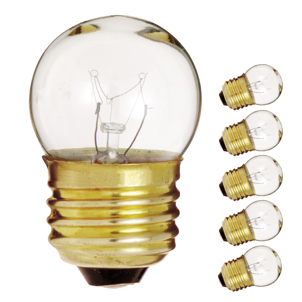 5 Pack Satco S3606 CLEAR Globe Indicator Sign Bulb 7.5W 120V S11 Medium Base E26