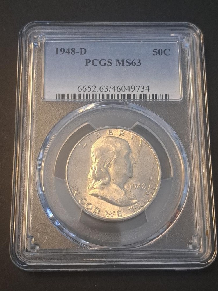 1948-D Franklin Silver PCGS MS63 Coin