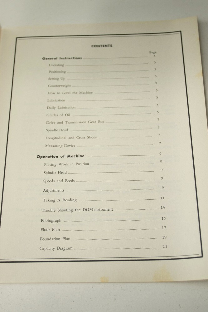 Atlantic 6000 Series Jig Borer Operational Manual