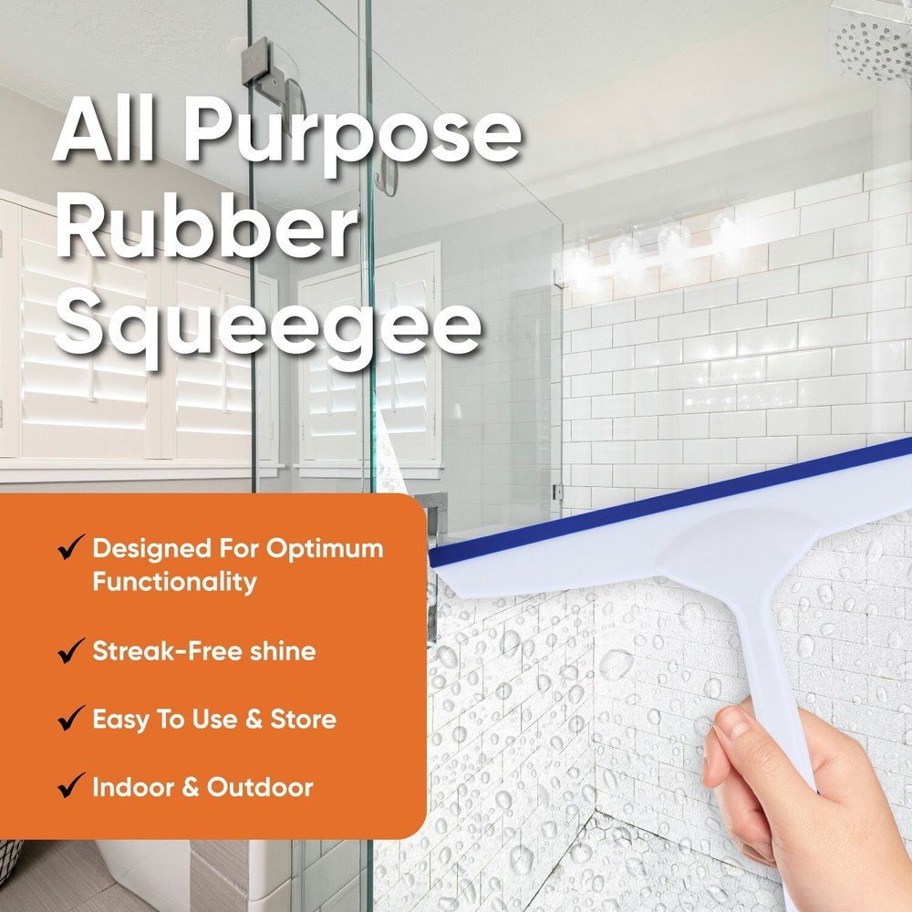 Superio 10" Window Rubber Squeegee with Hanging Loop, 2 pack Blue