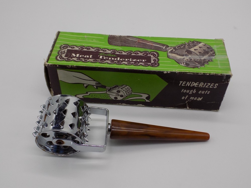Hostess Meat Tenderizer Bakelite Handle Original Box Stainless Kitchen Gadget