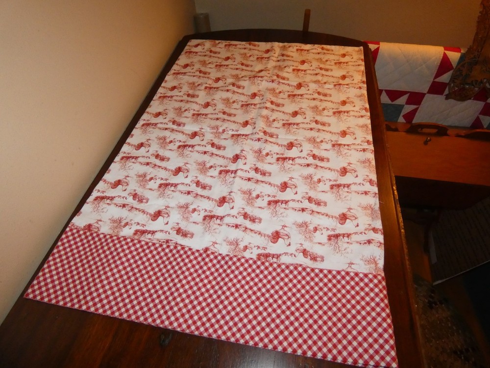 Handmade Pillowcase Roosters Red & White
