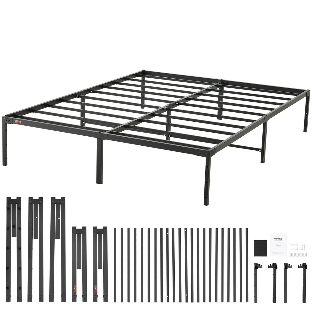 14 Inch Queen Metal Bed Frame Platform, No Box Spring Needed, 1500 lbs Loading C