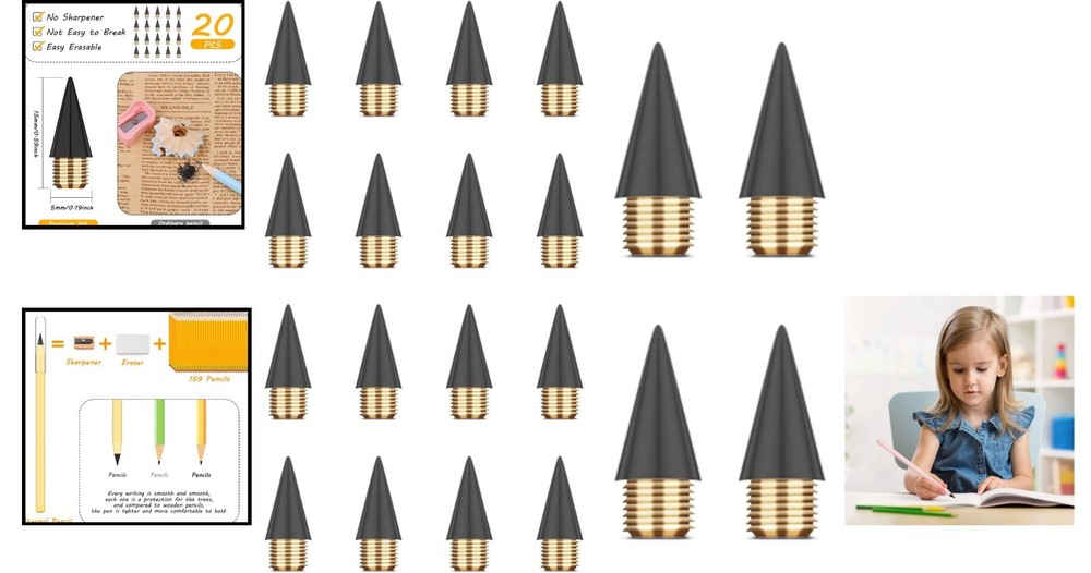 Eco-Friendly 20PCS Replaceable Graphite Nibs for Everlasting Writing Pleasure