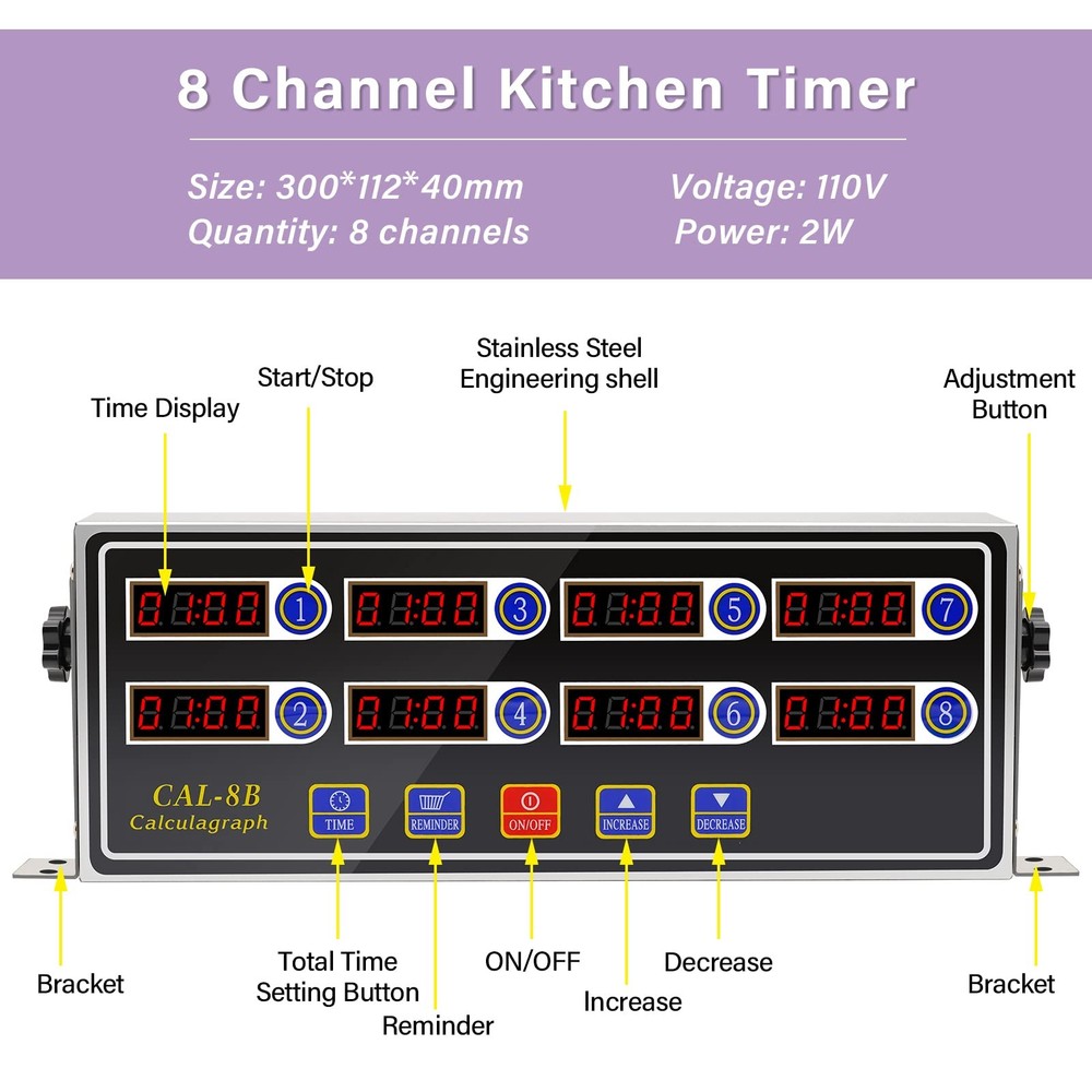 Commercial Kitchen Timers for Cooking Manual Big Large Timer Digital Timer 8-...