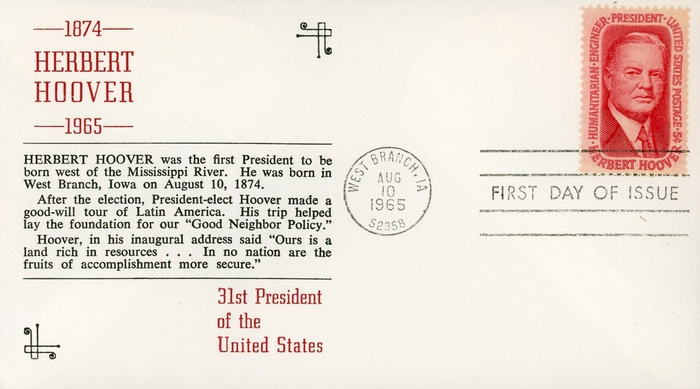 US 1269 FDC Herbert Hoover Von Ohlen