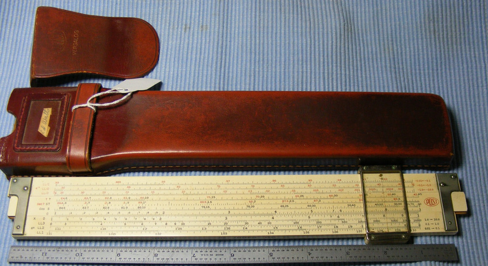 Vintage Post Versalog Slide Rule With Leather Case