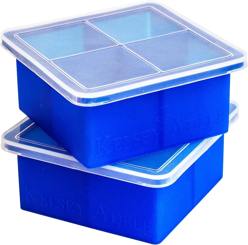 Kelsey Adele King Cube Ice Tray with Lid - Premium Silicone  for Lar