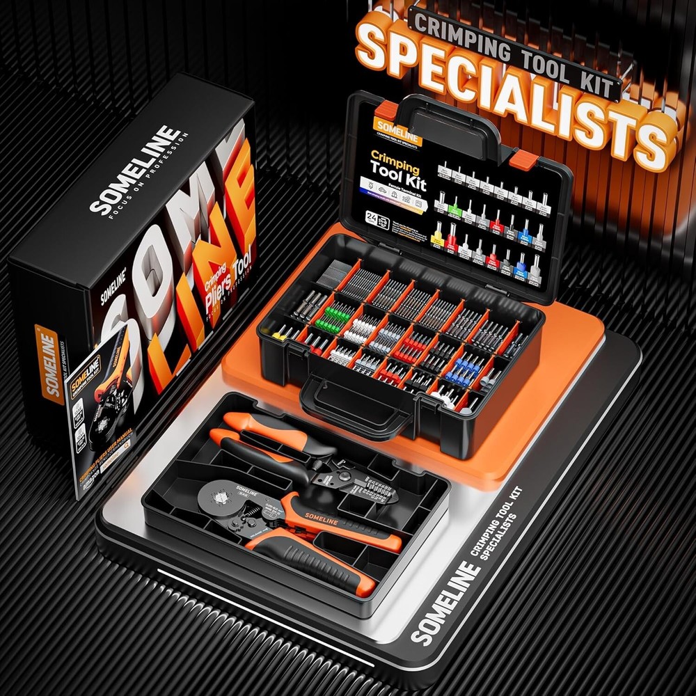 Complete Crimping Tool Kit: 24 Sizes Insulated Ferrules with Wire Stripper
